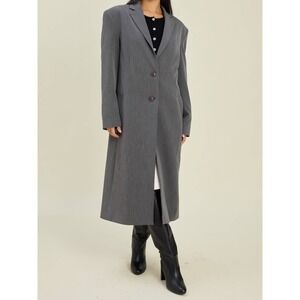 DJERF AVENUE Grey Long Tailored Blazer Coat Oversized Quiet luxury preppy Size S